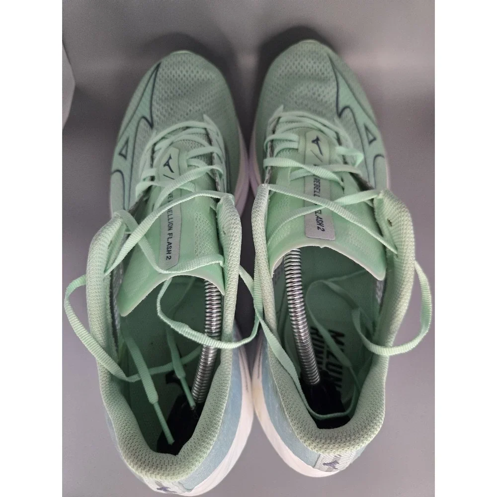 Mizuno Wave Rebellion Flash 2 Mint Green Dark Navy J1GC243581 Men's Size 13